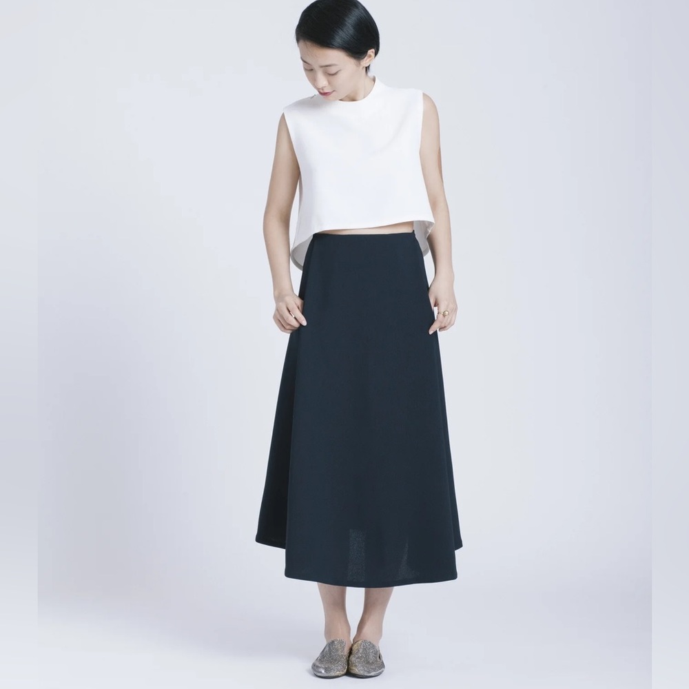 KAAREM Stream Deep Pleated Midi Skirt - Size M